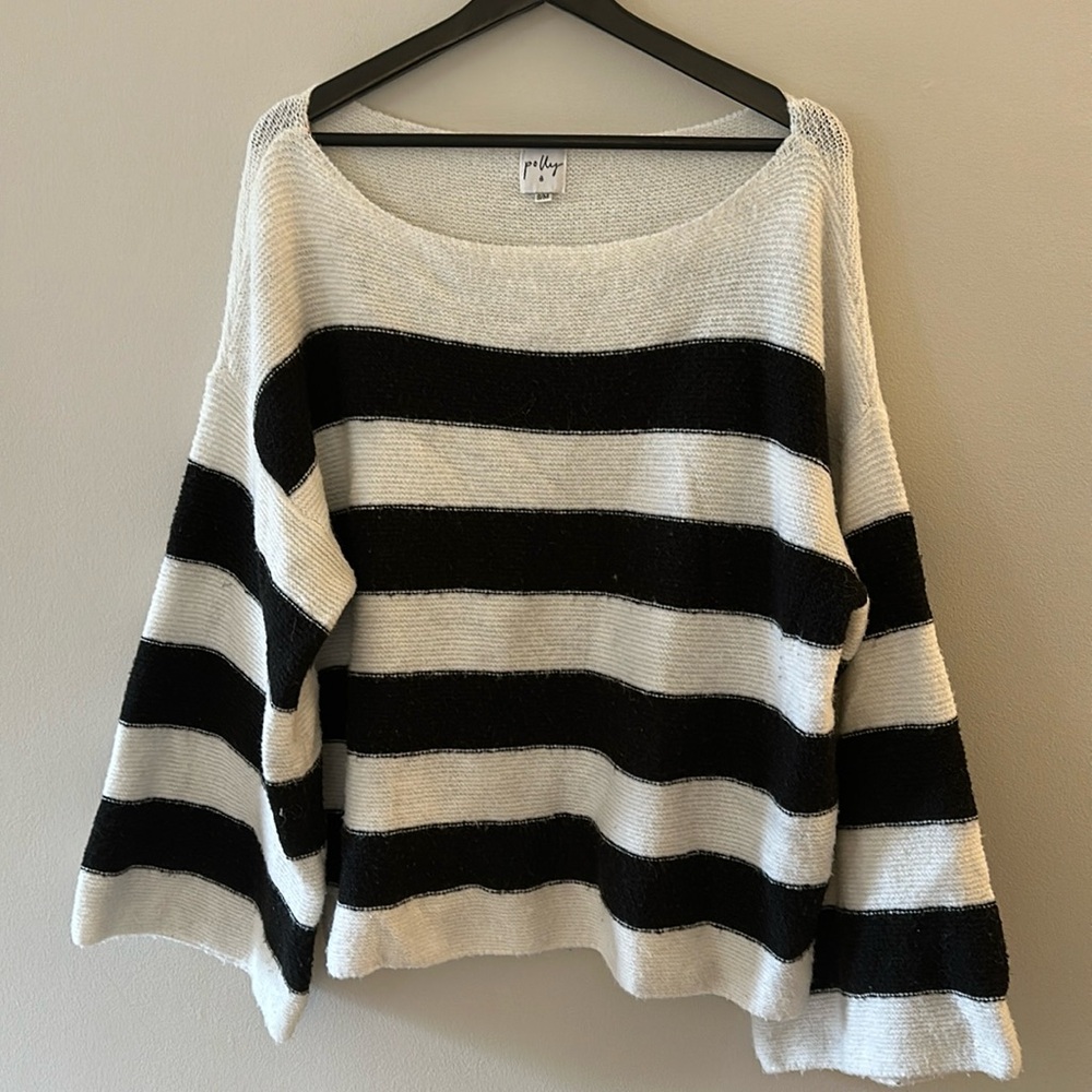 ❤️EUC Polly Black & White Striped Boatneck Sweater